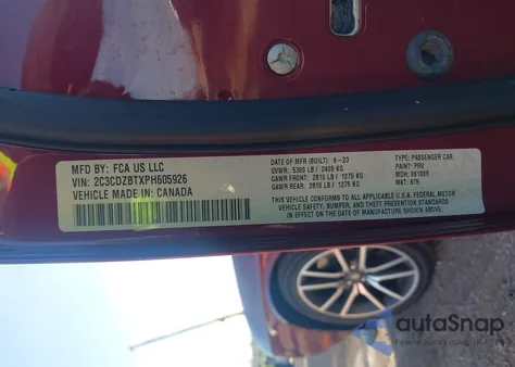 2023 Dodge Challenger R/T из США, поврежденный, VIN 2C3CDZBTXPH605926